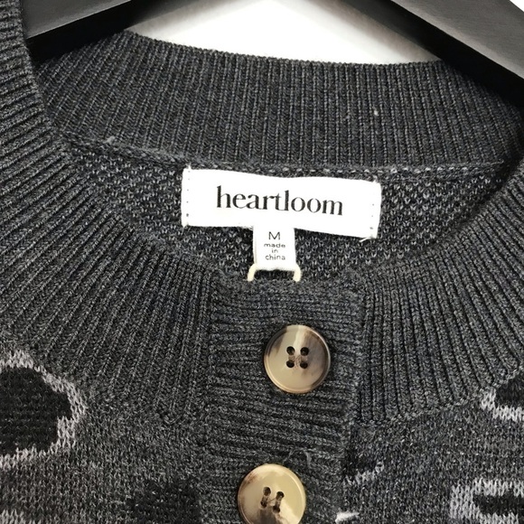 New! Heartloom Natalia Leopard Animal Print Henley Pullover Knit Wool Sweater - Picture 9 of 11